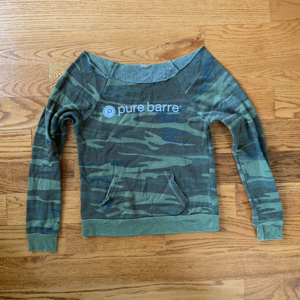 Pure Barre Camo Off the Shoulder Sweatshirt